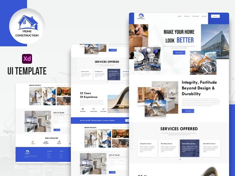 Home Construction Template - UI Adobe XD - TemplateMonster