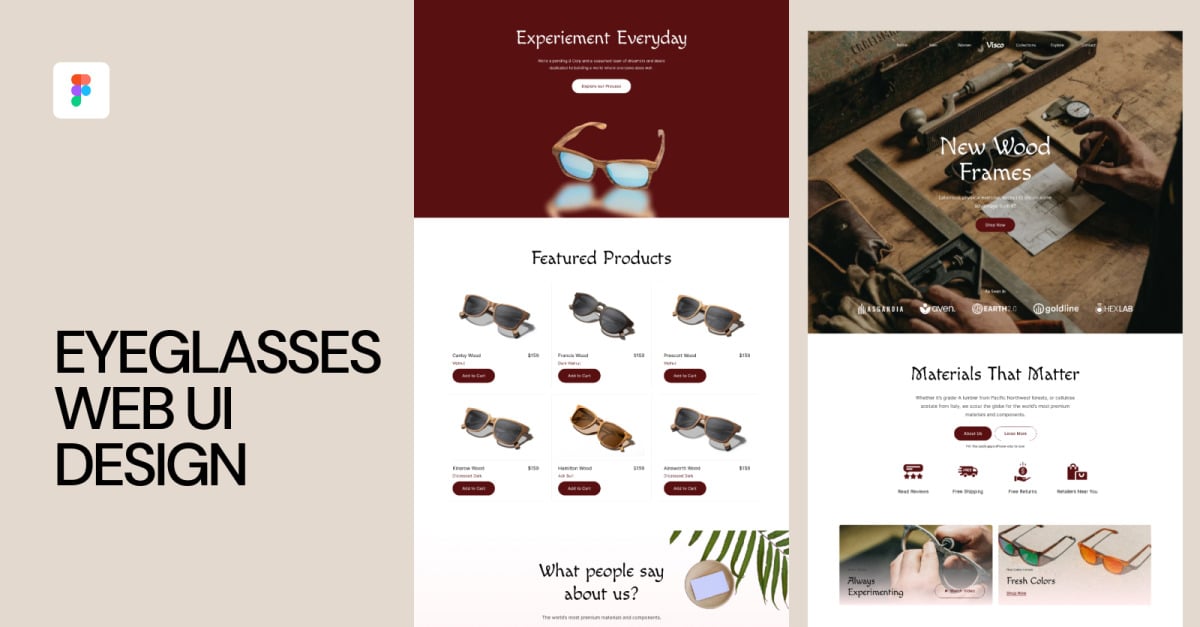 Eyeglasses Web UI Design Template #313124 - TemplateMonster
