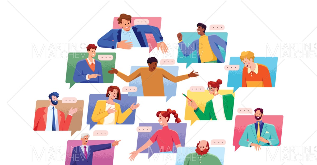 Video Conference Call Vector Illustration - TemplateMonster