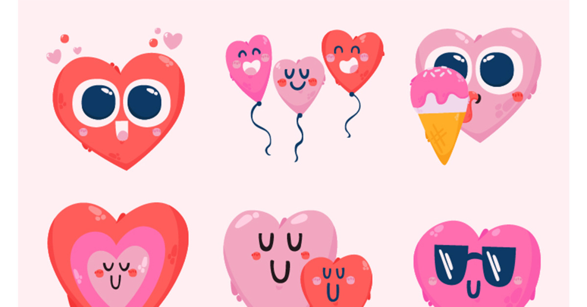 Heart Emoji Sticker Characters Illustration - TemplateMonster