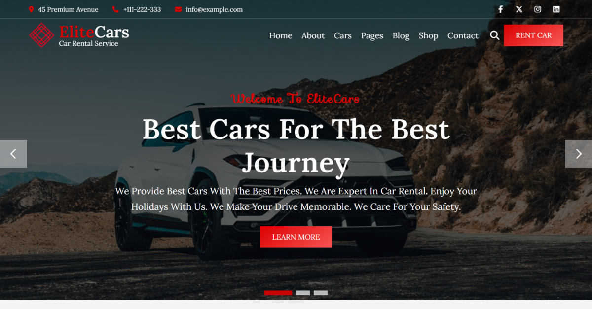 Html5 Car Rental EliteCars - Car Rental HTML5 Website Template