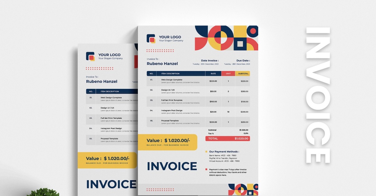 Geometry Concept Invoice Template #318279 - TemplateMonster