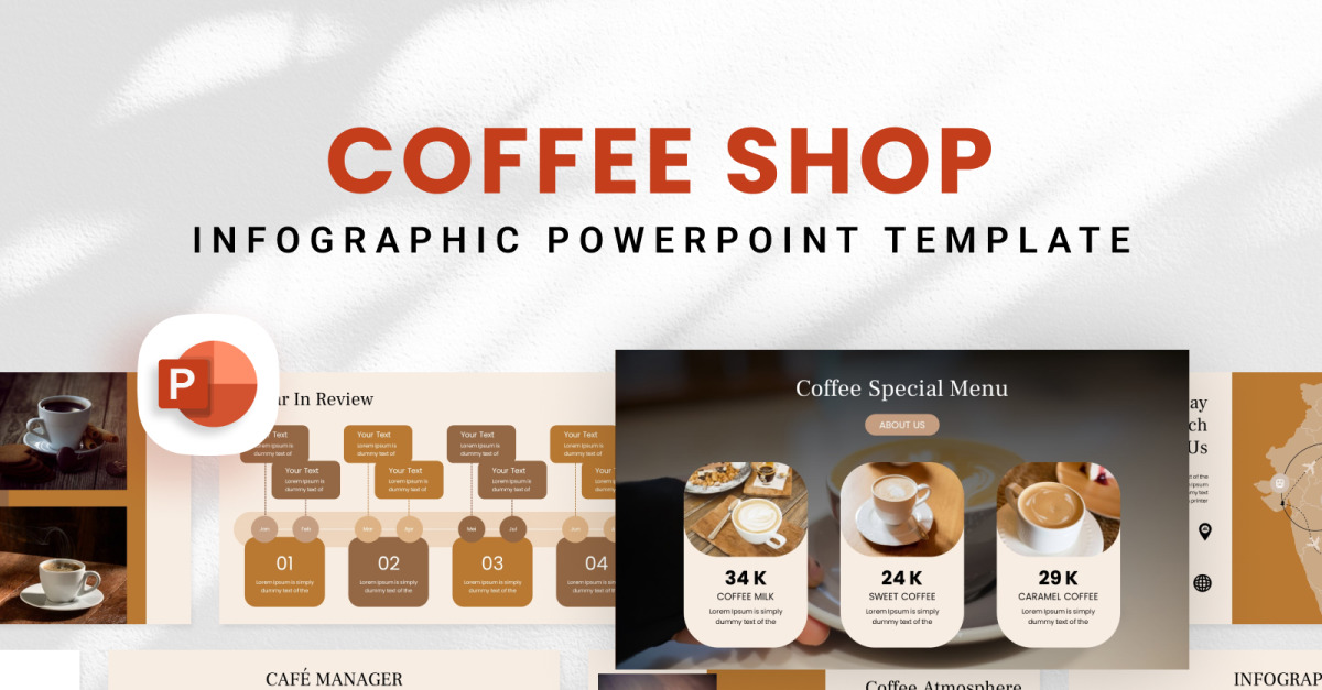Plantilla de presentación de infografía de cafetería