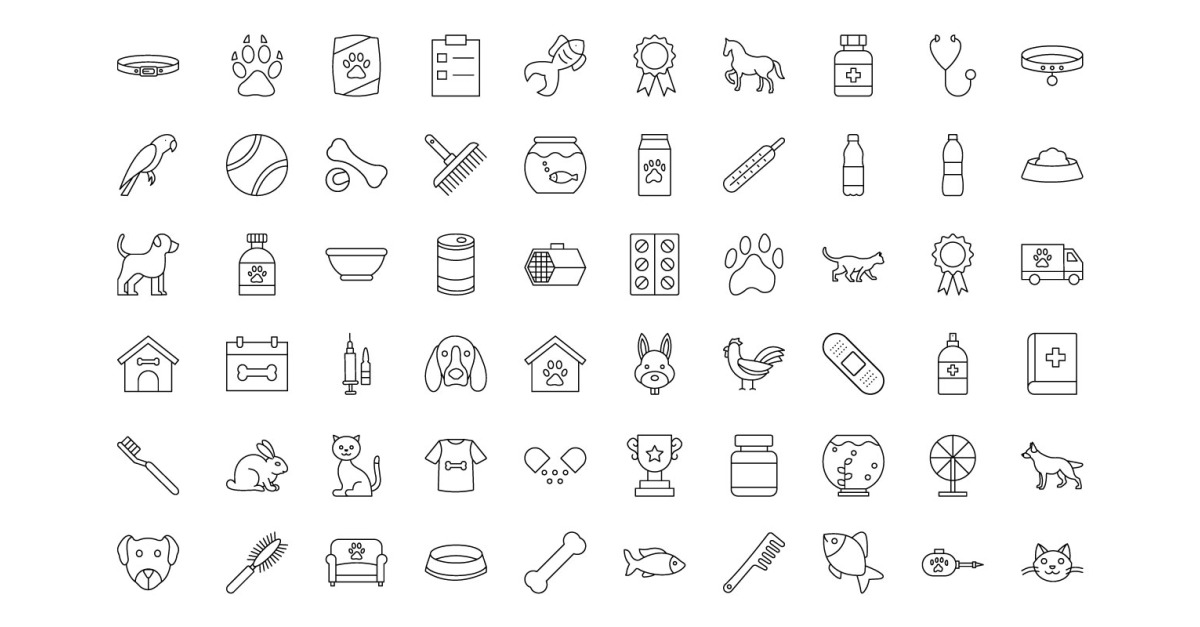 Dogs stuff icon set with accessories for pets Vector Image