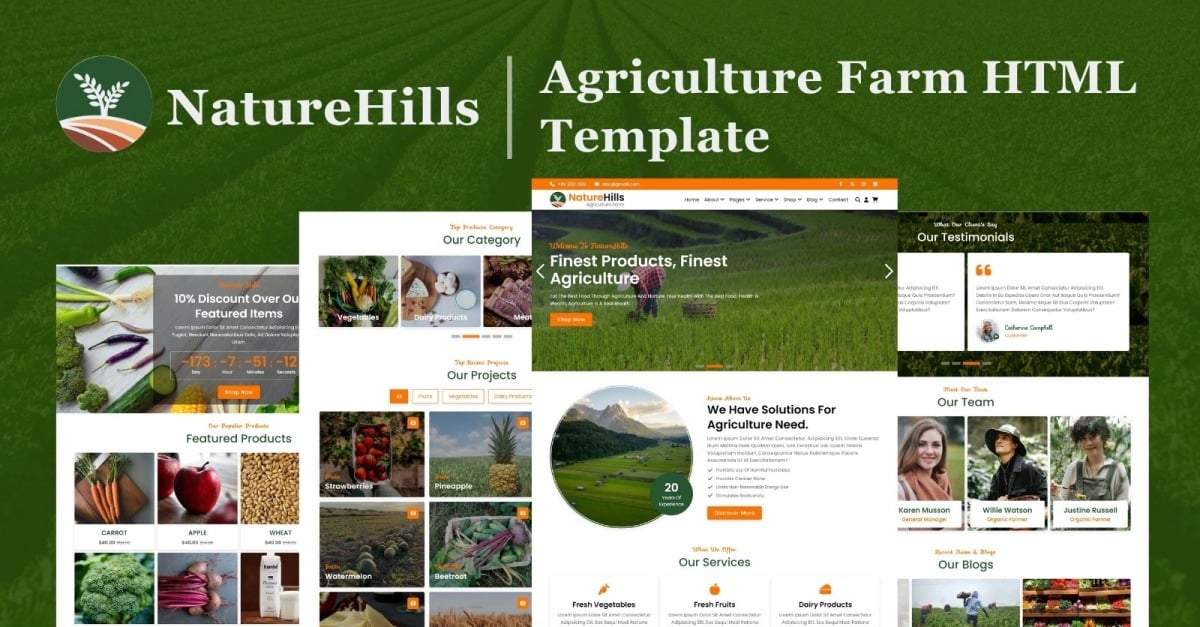 NatureHills - Agriculture Farm HTML5 Website Template