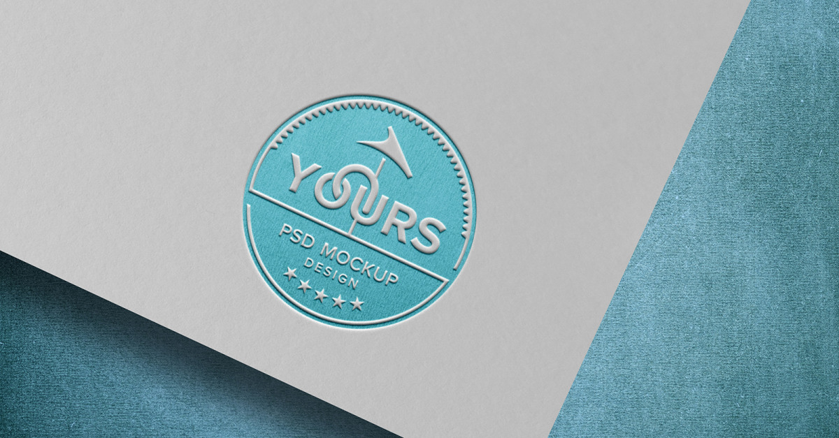 Engraved logo on paper mockup design TemplateMonster