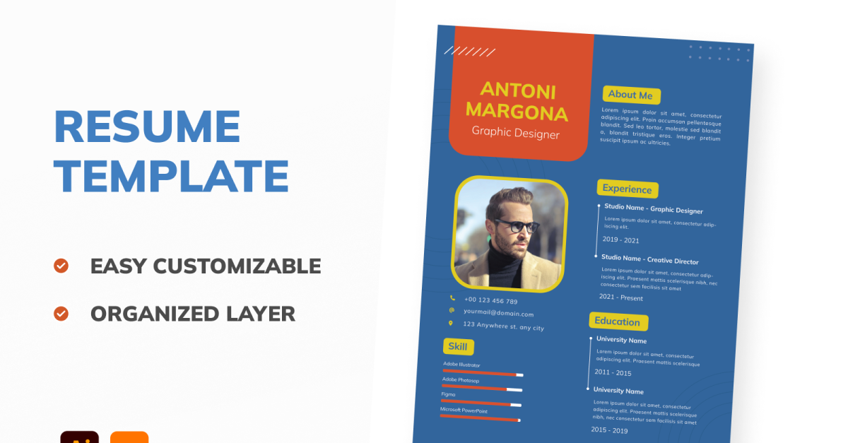 Blue Creative Resume Template #319633 - TemplateMonster