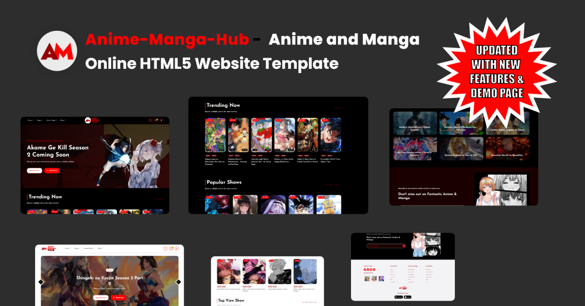 Anime Manga Hub Anime and Manga Online HTML5 Website