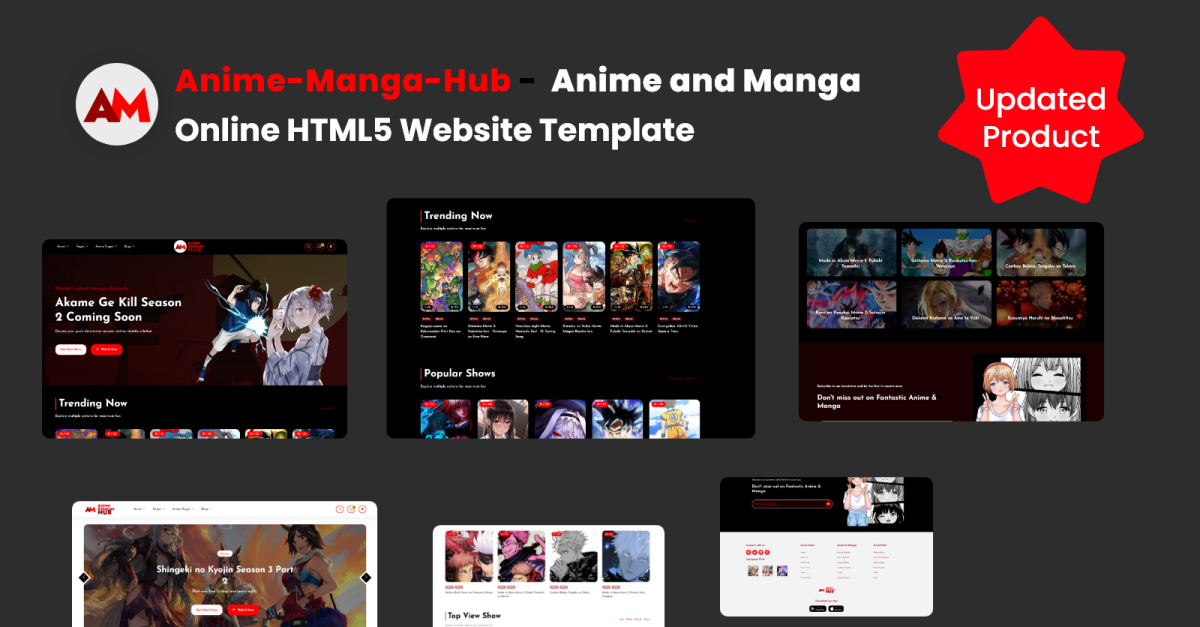 Anime&Manga-Hub - Modelo de Site HTML5 Anime e Mangá Online