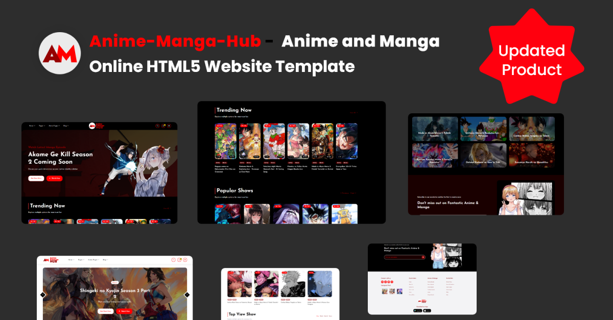 Anime Loop – Modelo de site HTML para streaming de anime, mangá e