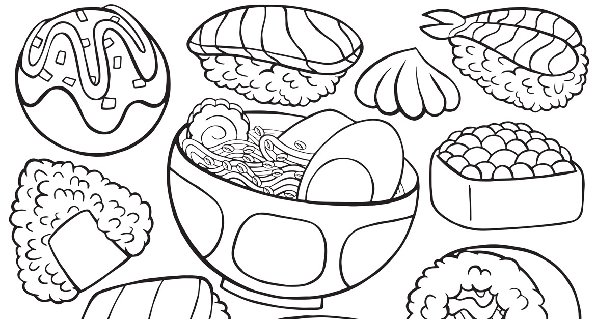 Japan Food Doodle Vector Line Art #01 - TemplateMonster