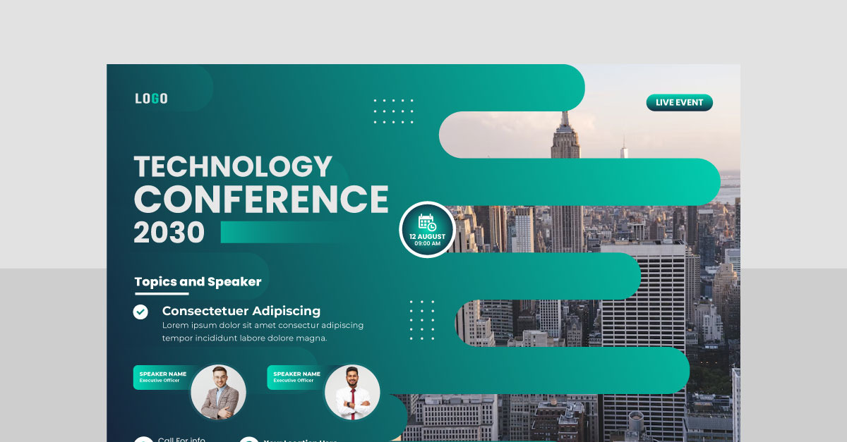 Creative technology conference webinar flyer template. event invitation ...