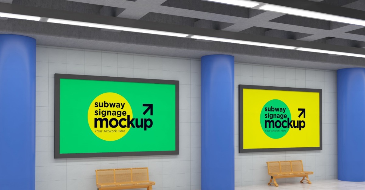 Subway Two Signage Horizontal Mockup 05 - TemplateMonster