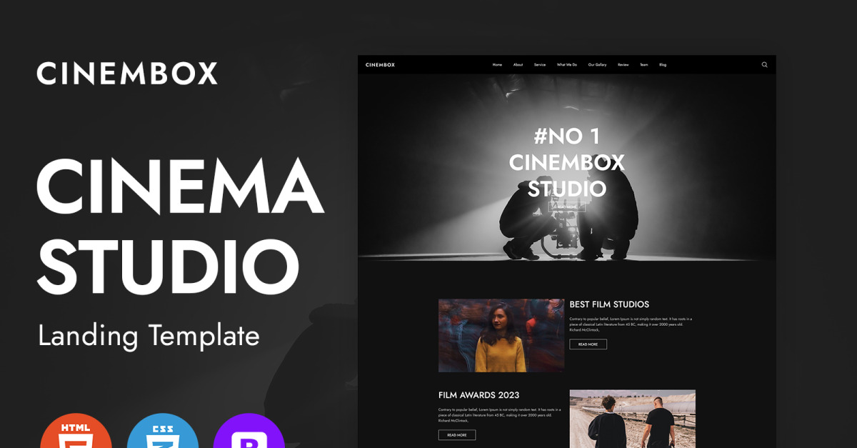 Cinembox - Plantilla de una página HTML5 de Cinema Studio.