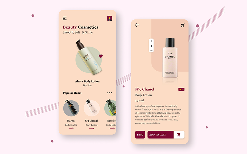 Beauty Cosmetics App Design in Figma - TemplateMonster