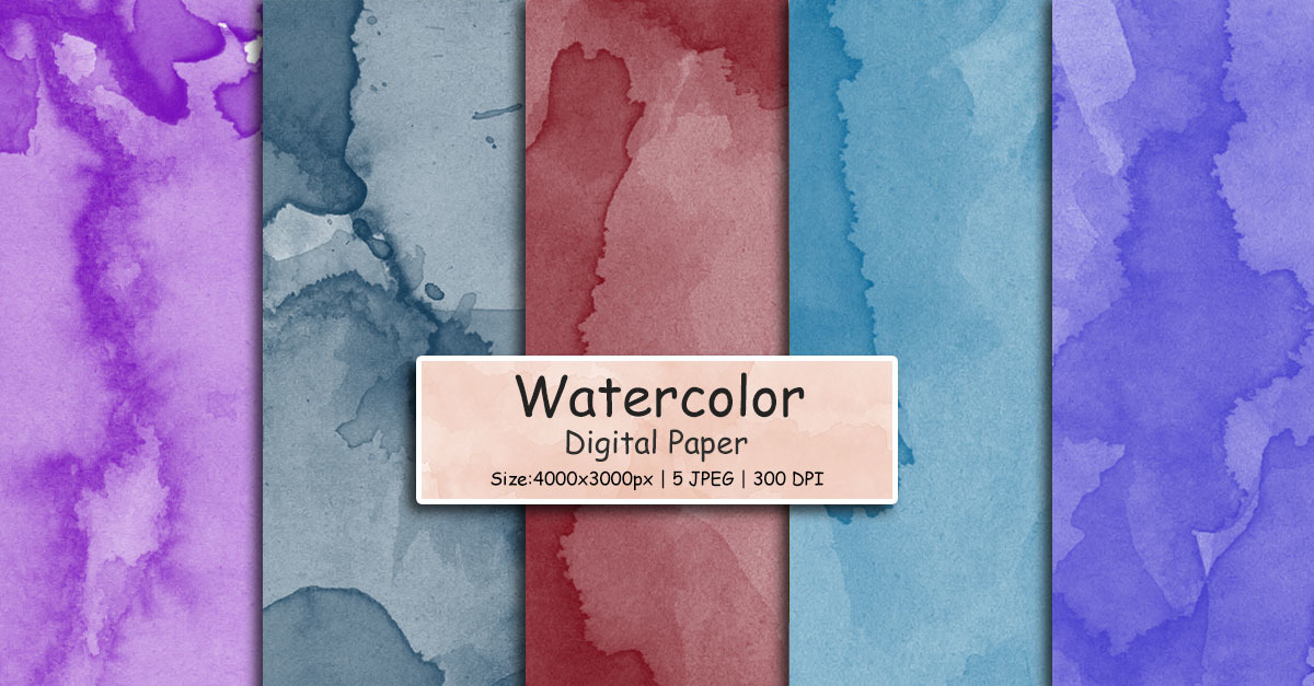 Watercolor Papers, Digital Papers Watercolor Background Textures