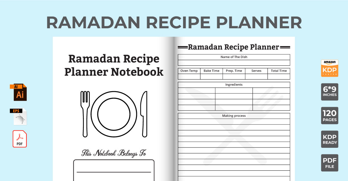 Vector de plantilla de cuaderno de recetas de Ramadán