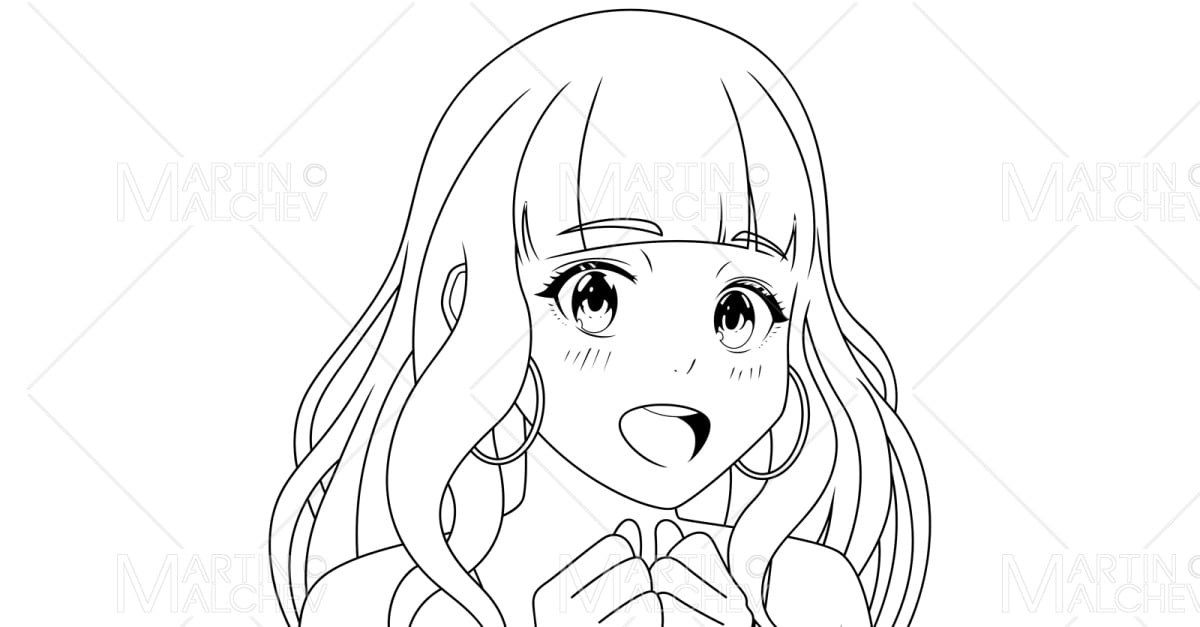 Anime-style female character surprised - Stock Illustration [87357273] -  PIXTA