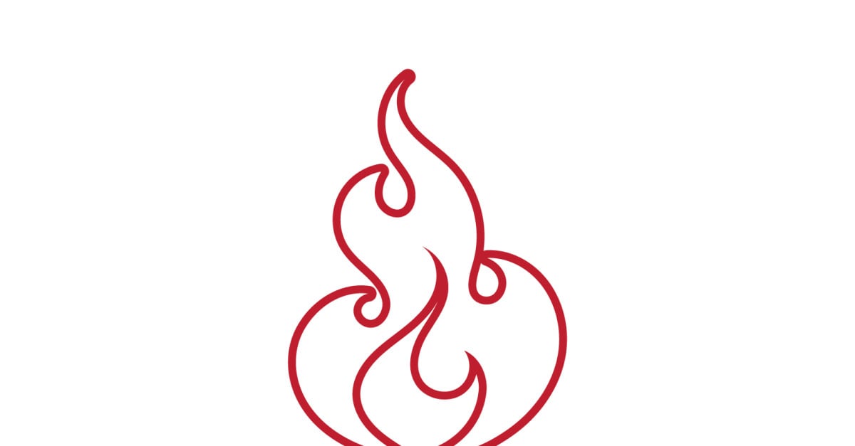ícone da linha de chamas de fogo. estilo de contorno simples. símbolo da  paixão, logotipo inflamável, grelha, calor, quente, conceito de aviso de  queimadura, sinal de luz. projeto de ilustração vetorial isolado