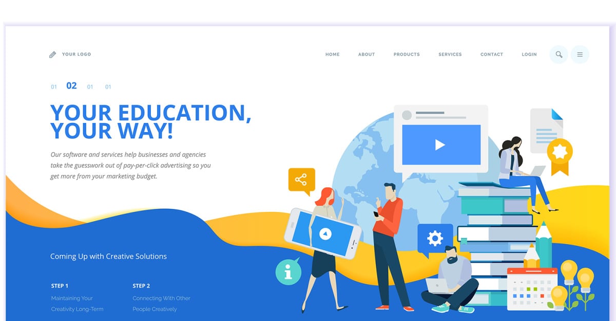 Web Page Design Template For Education V4 Illustration