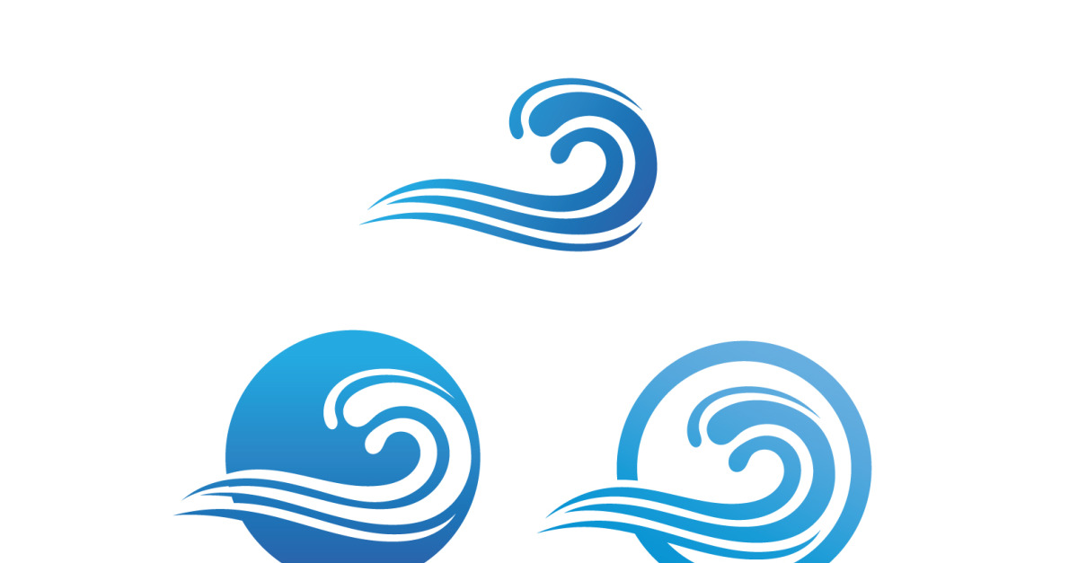 Ola Agua Playa Azul Logo Y S Mbolo Vector V