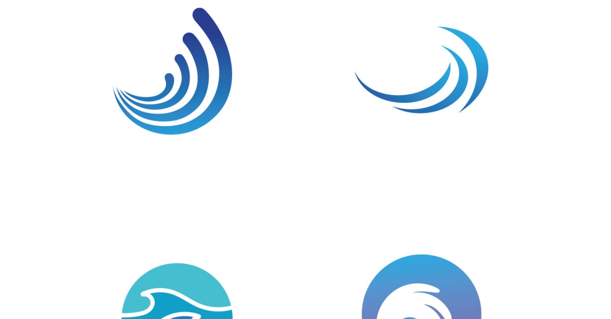 Onda agua playa azul logo y símbolo vector v18