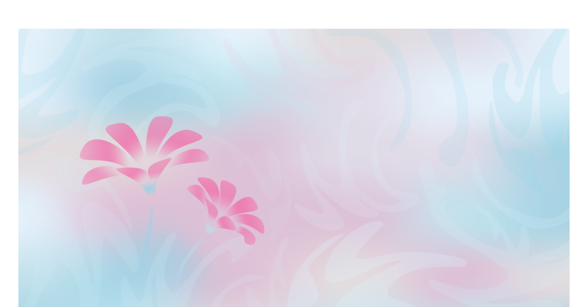 Imagem de fundo floral azul e rosa 14400x8100px