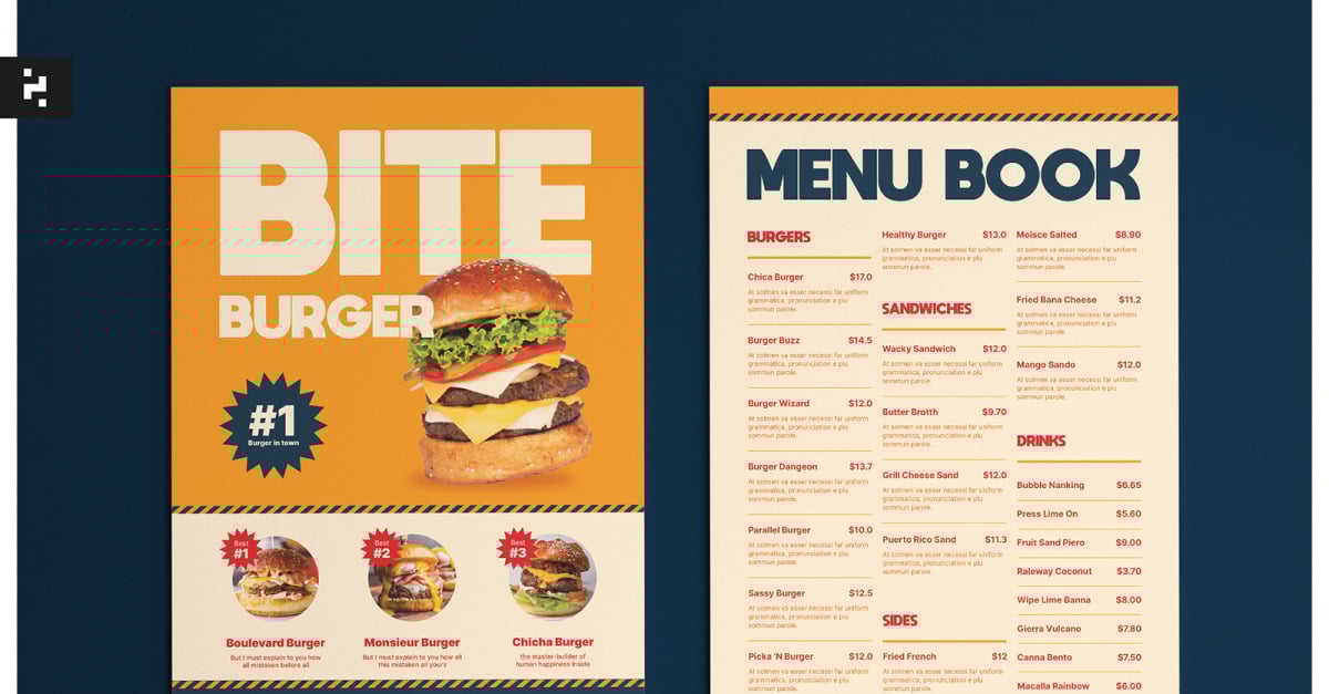 Burger Menu Template Retro Style #329045 - TemplateMonster