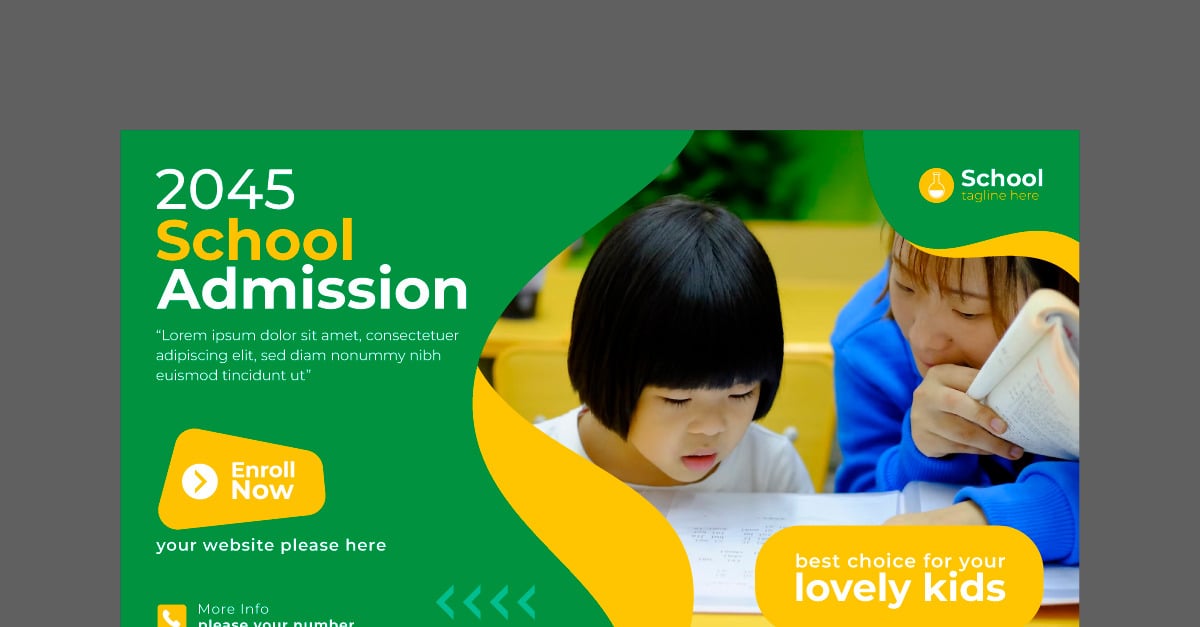 School admission web banner post design social media post banner template