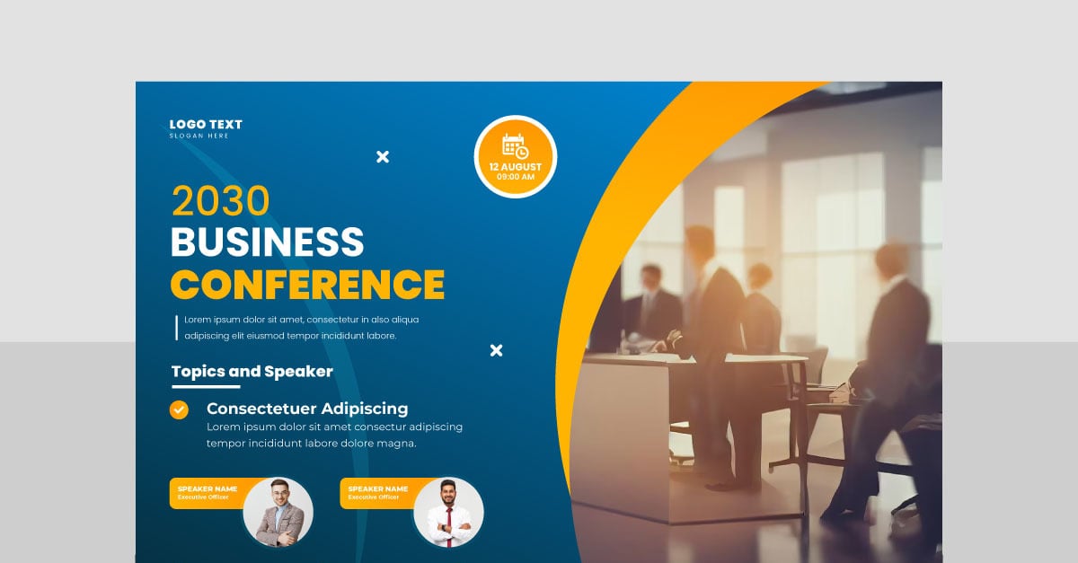 Creative technology conference webinar flyer template or business event ...