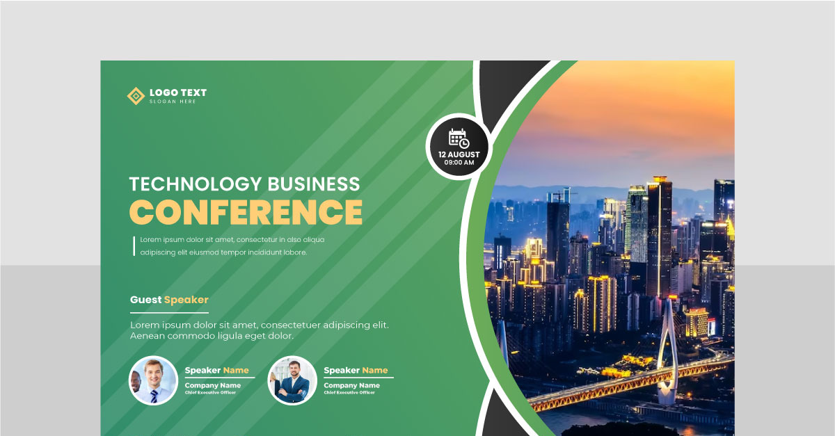 Technology business conference flyer template or online webinar flyer