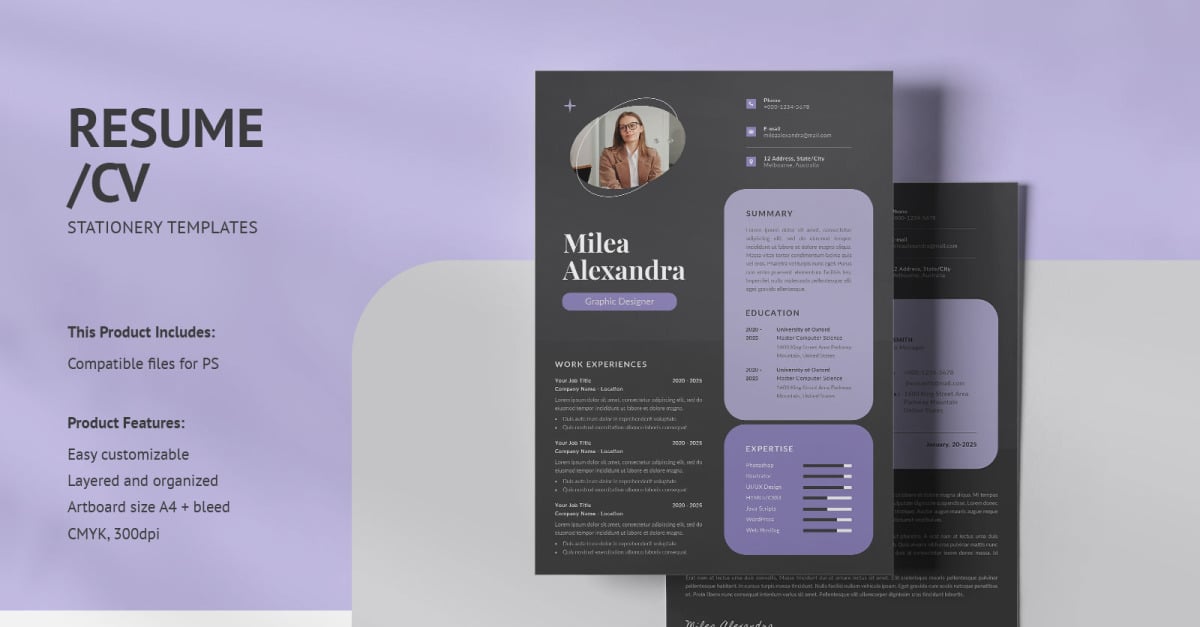 Resumecv Psd Design Templates Vol 164 Templatemonster 0986