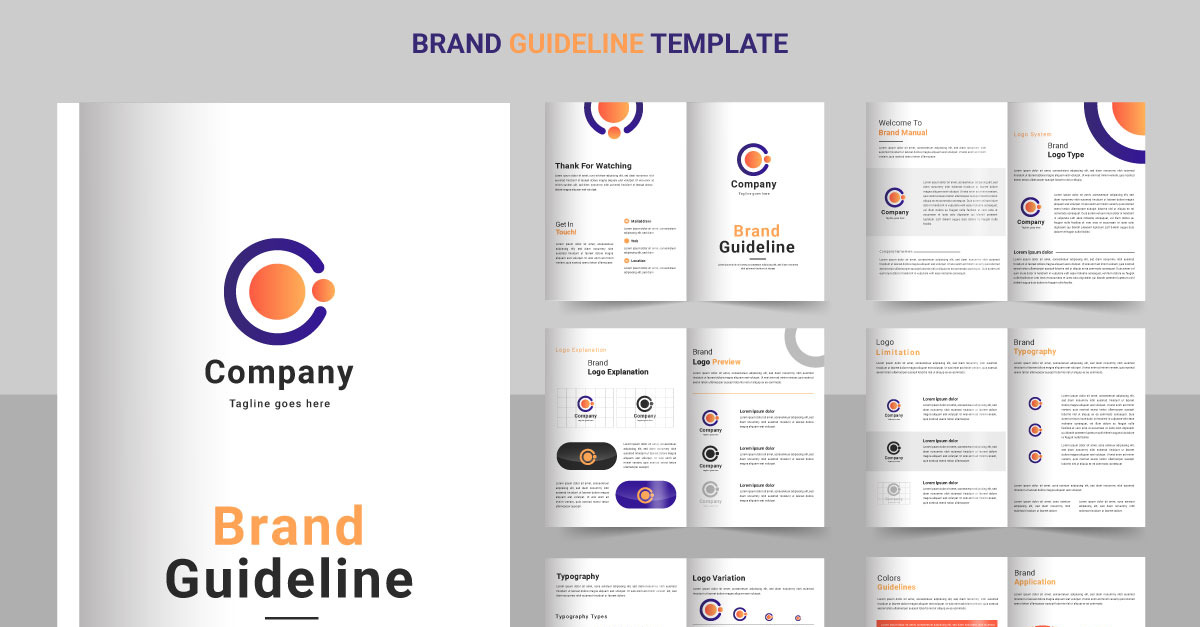 Brand Guidelines template. Brand Identity presentation. Logo Guide Book ...