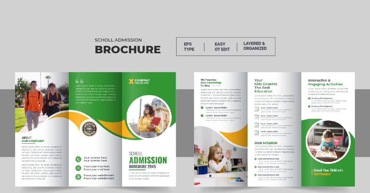 Kids Back To School Admission Trifold or Education Trifold Brochure ...