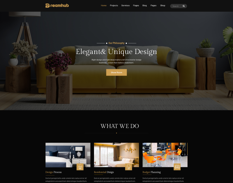 Modèle HTML5 de design d'intérieur Dreamhub