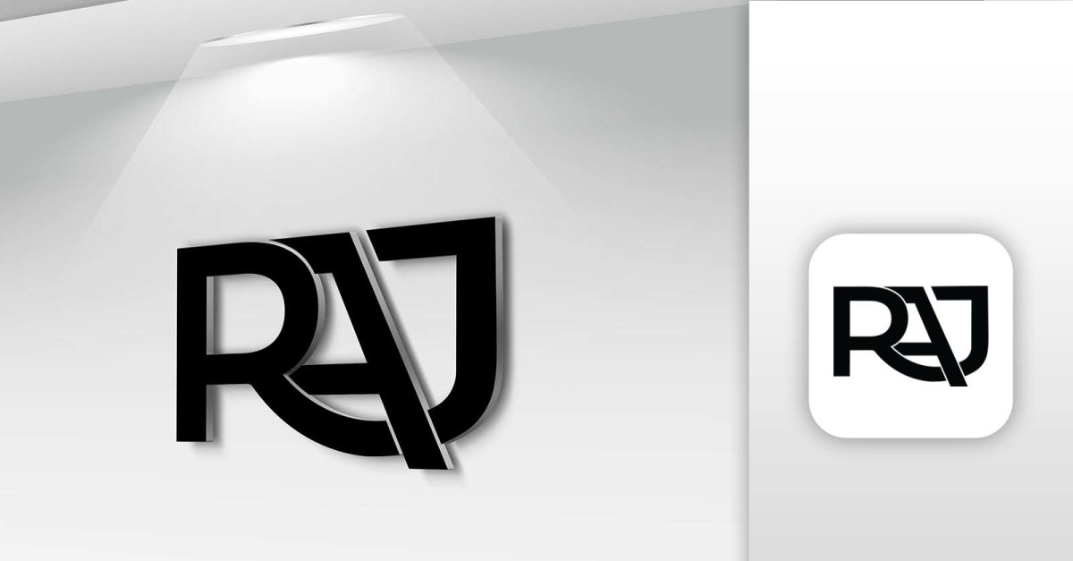 Raj letter logo design on black background Vector Image