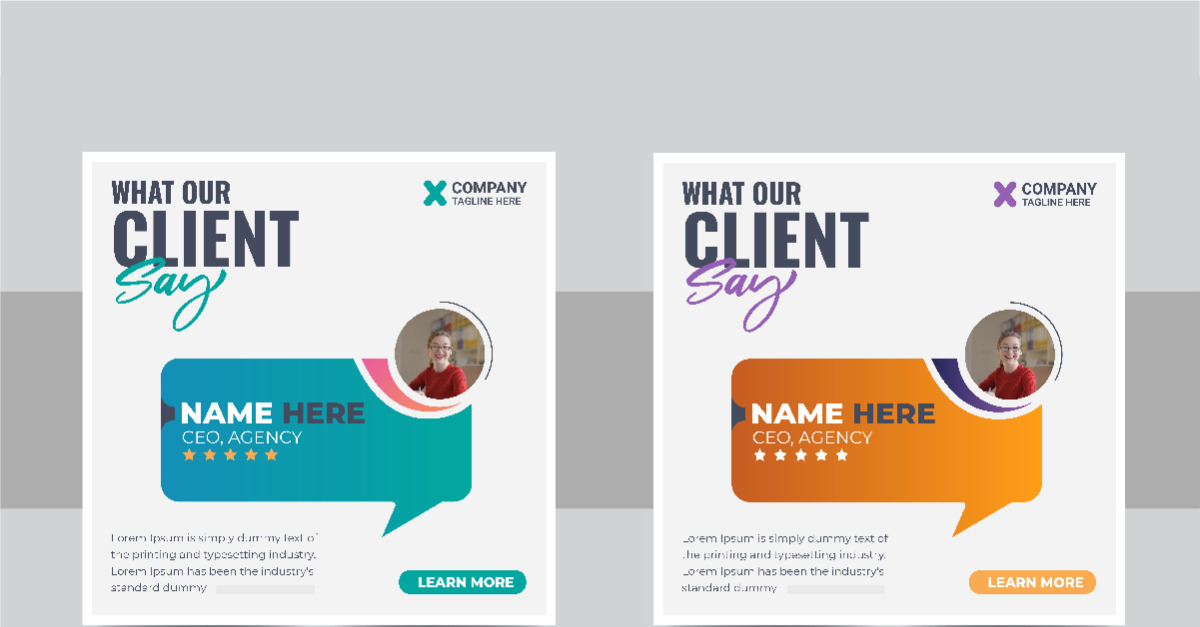 Modern customer feedback social media post template design set