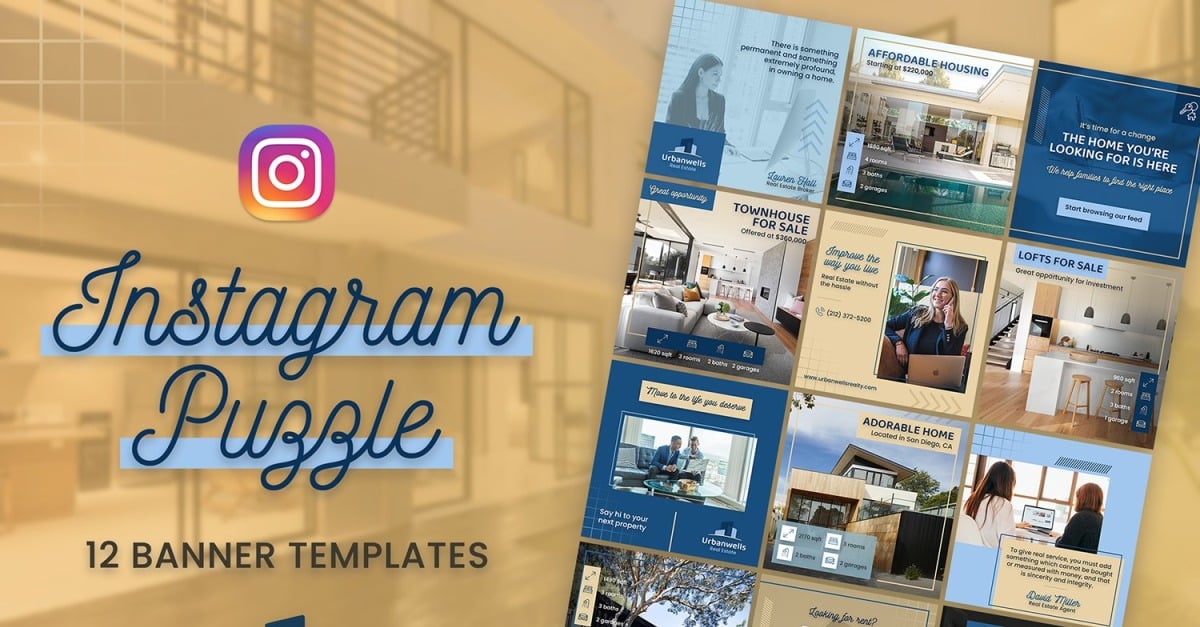 Quebra-cabeça do Instagram para imóveis - TemplateMonster