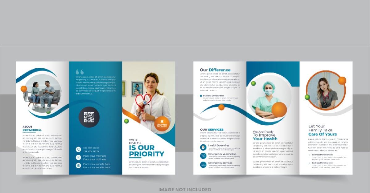 Healthcare or medical center trifold brochure design