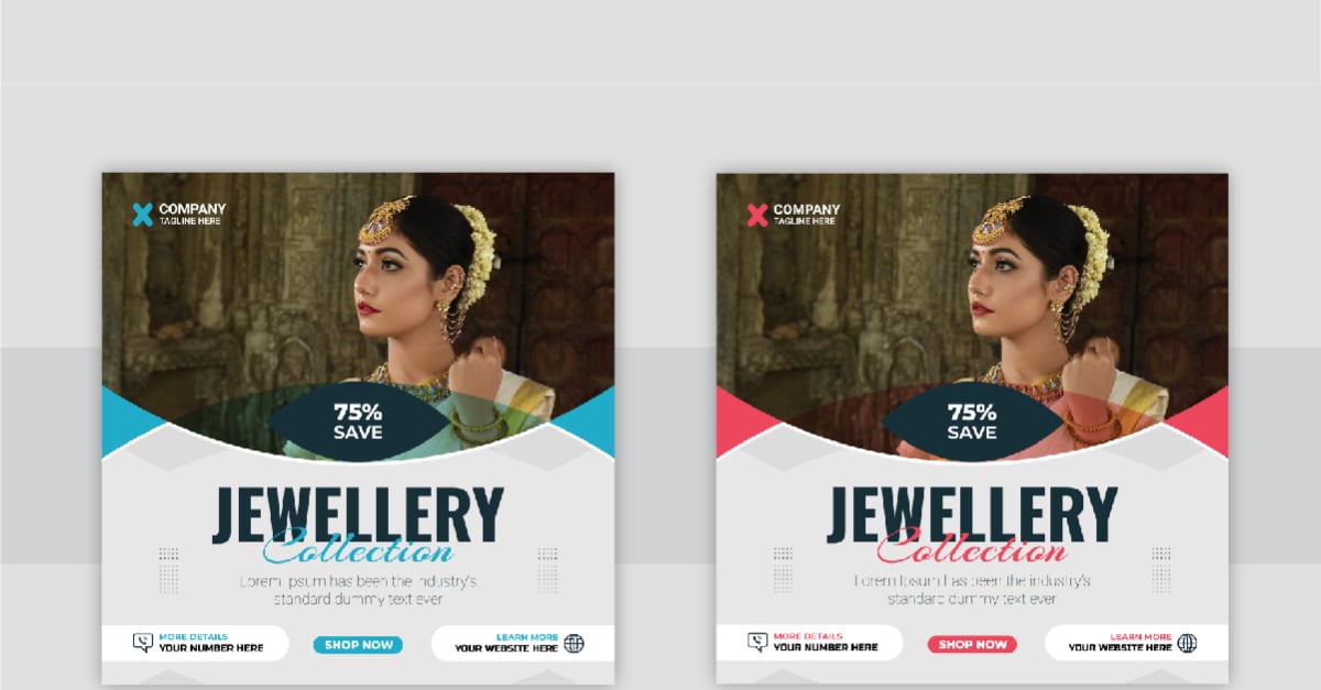 Jewellery Social Media Post Template Design Layout