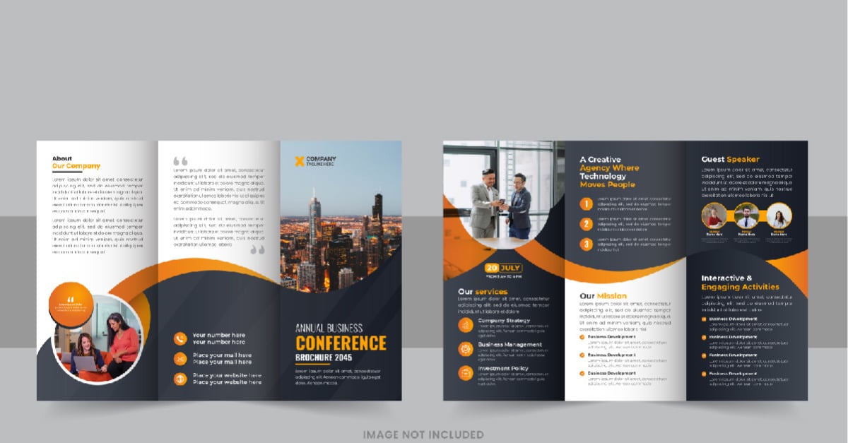 Business Conference Trifold Brochure design - TemplateMonster