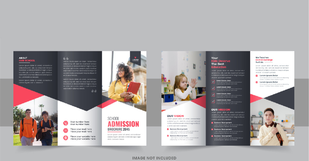 Modern back to school trifold brochure design layout