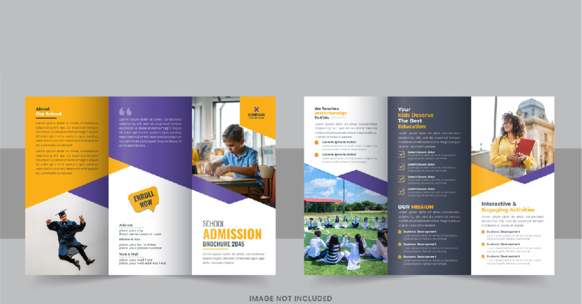 Modern back to school trifold brochure template design layout