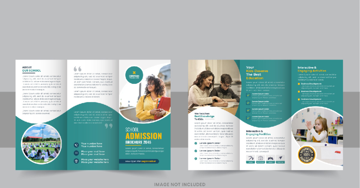 Creative Kids back to school admission or Education trifold brochure layout