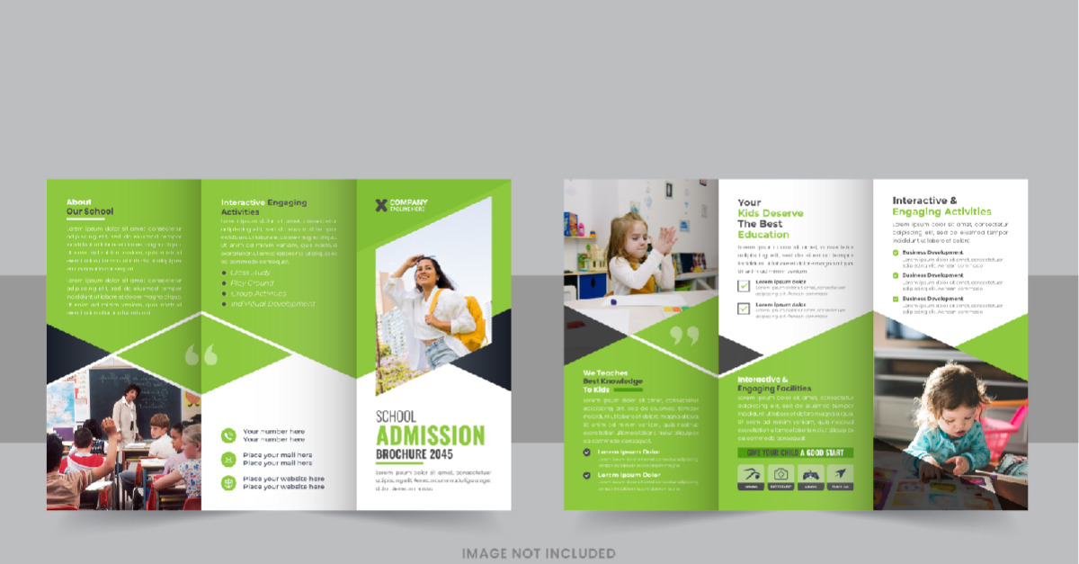 Creative Kids back to school admission or Education trifold brochure ...