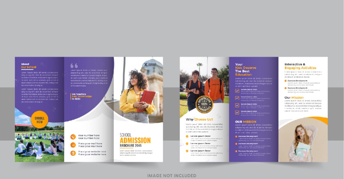 Creative Kids back to school admission or Education trifold brochure