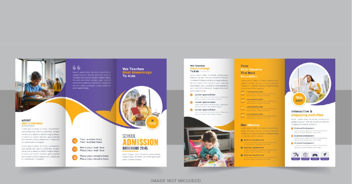 Kids back to school admission or Education trifold brochure, Back To ...