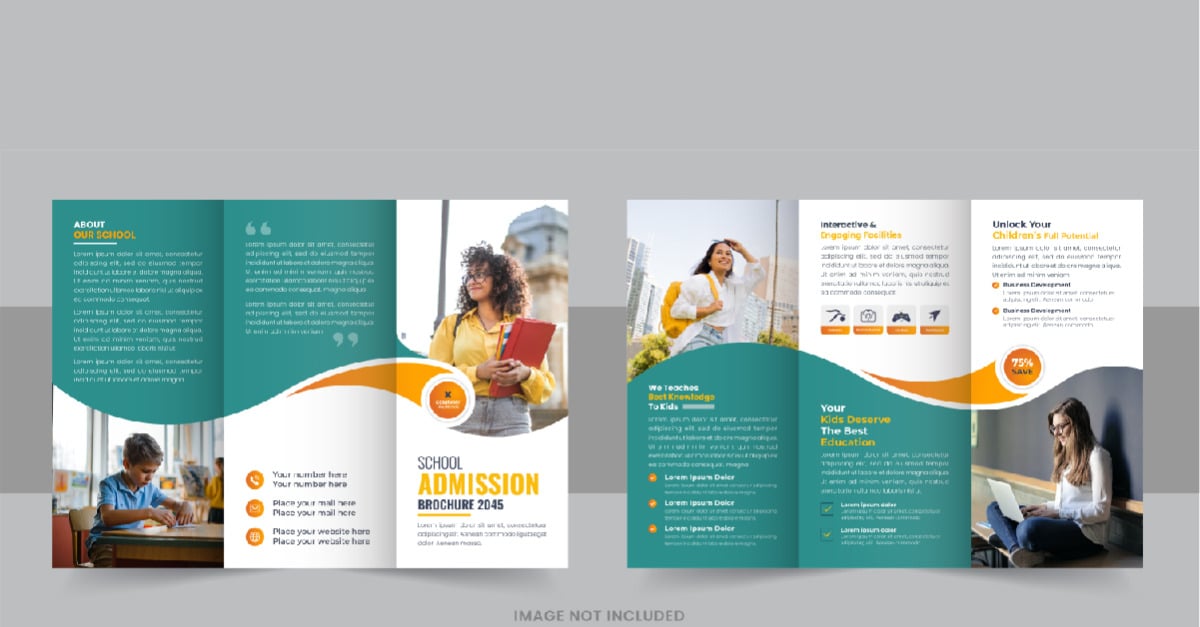 Kids back to school admission or Education trifold brochure design ...