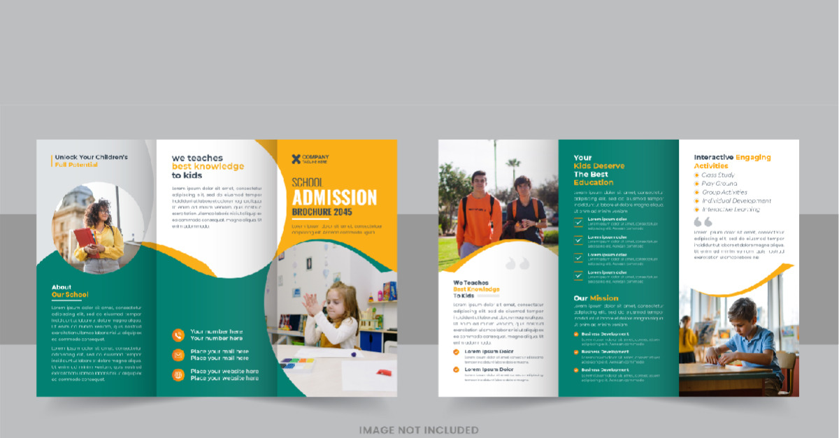 Kids back to school admission or Education trifold brochure design ...