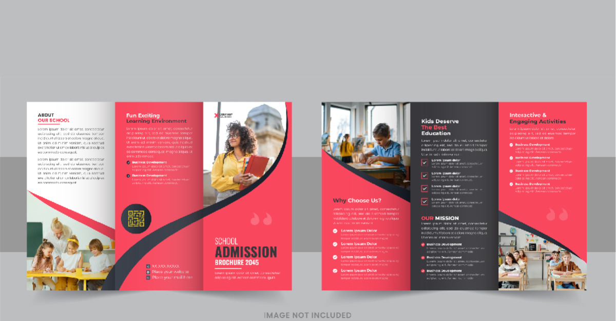 Kids back to school admission or Education trifold brochure design ...